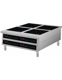 Commercial Countertop 4-Zone Induction Cooker with Legs 14kW (4 × 3500W) Touch Control Hardwired | Stalwart DA-CX140A