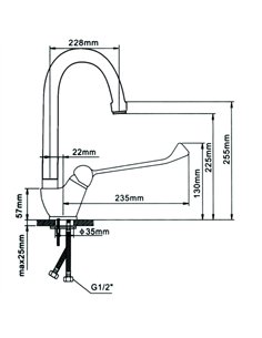 Commercial Single-Lever High Spout Mixer Tap with Extended Handle Chrome | Stalwart DA-BXF208 2