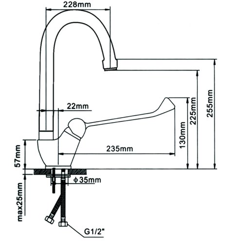 Commercial Single-Lever High Spout Mixer Tap with Extended Handle Chrome | Stalwart DA-BXF208
