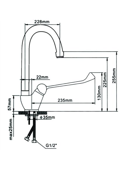 Commercial Single-Lever High Spout Mixer Tap with Extended Handle Chrome | Stalwart DA-BXF208