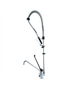 Commercial Deck-Mounted Pre-Rinse Spray Unit with Add-On Faucet &amp 6&quot Wall Bracket Chrome | Stalwart DA-BXF212