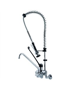 Commercial Wall-Mounted Pre-Rinse Spray Unit with Add-On Faucet &amp 6&quot Centres Chrome | Stalwart DA-BXF214