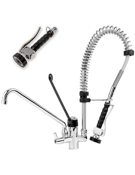 Commercial Deck-Mounted Mini Pre-Rinse Spray Unit with Add-On Faucet Chrome | Stalwart DA-BXF216