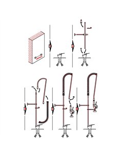 Commercial Deck-Mounted Pre-Rinse Spray Unit with Wall Bracket Chrome | Stalwart DA-BXF218 2