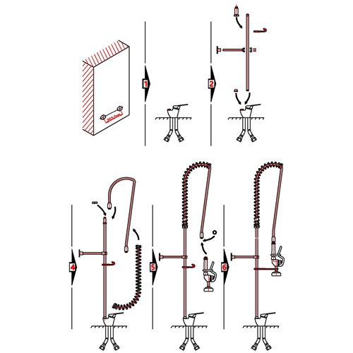 Commercial Deck-Mounted Pre-Rinse Spray Unit with Wall Bracket Chrome | Stalwart DA-BXF218