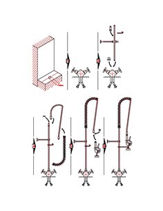 Commercial Deck-Mounted Pre-Rinse Spray Unit with Wall Bracket Chrome | Stalwart DA-BXF220 2