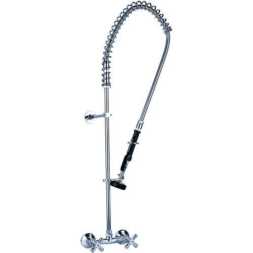 Commercial Deck-Mounted Pre-Rinse Spray Unit with Wall Bracket Chrome | Stalwart DA-BXF222