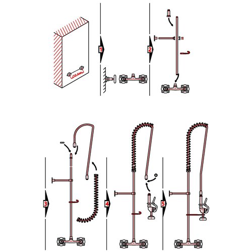 Commercial Deck-Mounted Pre-Rinse Spray Unit with Wall Bracket Chrome | Stalwart DA-BXF222