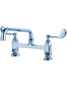 8&quot Deck Mounted Commercial Faucet with 8&quot Swing Spout &amp Wrist-Action Handles Chrome | Stalwart DA-BXF230