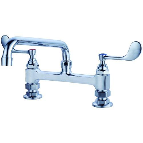 8&quot Deck Mounted Commercial Faucet with 8&quot Swing Spout &amp Wrist-Action Handles Chrome | Stalwart DA-BXF230