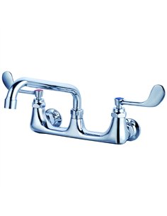 8&quot Wall Mounted Commercial Faucet with 8&quot Swing Spout &amp Wrist-Action Handles Chrome | Stalwart DA-BXF232