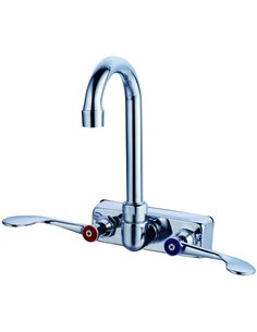 4&quot Wall Mounted Commercial Faucet with 8&quot Swing Spout &amp Wrist Action Handles | Stalwart DA-BXF236