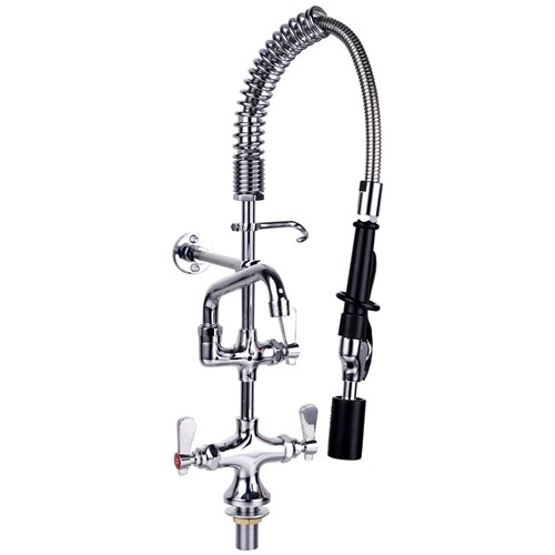 Deck-Mounted Commercial Pre-Rinse Unit with 6&quot Add-On Swing Spout &amp 22&quot Hose Chrome | Stalwart DA-BXF244