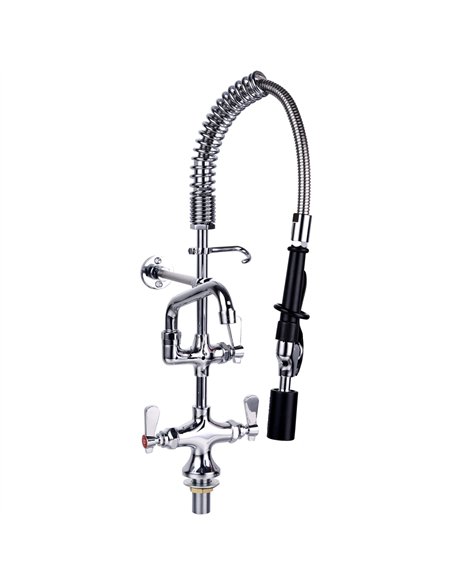 Deck-Mounted Commercial Pre-Rinse Unit with 6&quot Add-On Swing Spout &amp 22&quot Hose Chrome | Stalwart DA-BXF244