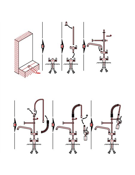 Deck-Mounted Commercial Pre-Rinse Unit with 6&quot Add-On Swing Spout &amp 22&quot Hose Chrome | Stalwart DA-BXF244