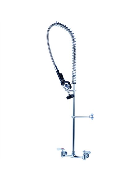 8&quot Center Wall Mounted Pre-Rinse Unit with 18&quot Riser &amp 44&quot Hose &amp Spray Valve Chrome | Stalwart DA-BXF246