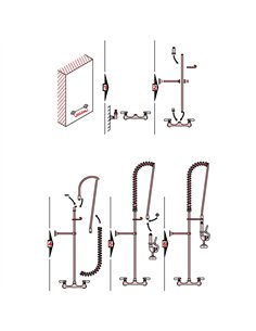 8&quot Center Wall Mounted Pre-Rinse Unit with 18&quot Riser &amp 44&quot Hose &amp Spray Valve Chrome | Stalwart DA-BXF246 2