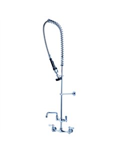 8&quot Center Wall Mounted Pre-Rinse Unit with Add-On Faucet &amp 18&quot Riser &amp 44&quot Hose &amp 12&quot Swing Spout |