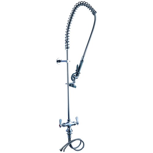 Deck Mounted Pre-Rinse Unit with Add-On Faucet &amp 18&quot Riser &amp 44&quot Hose &amp 12&quot Swing Spout Chrome | Stalwar