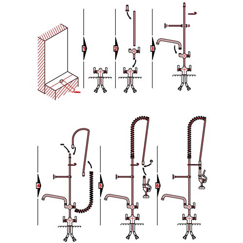 Deck Mounted Pre-Rinse Unit with Add-On Faucet &amp 18&quot Riser &amp 44&quot Hose &amp 12&quot Swing Spout Chrome | Stalwar