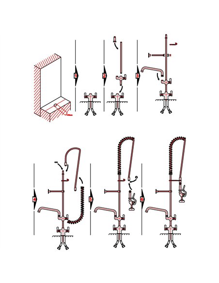 Deck Mounted Pre-Rinse Unit with Add-On Faucet &amp 18&quot Riser &amp 44&quot Hose &amp 12&quot Swing Spout Chrome | Stalwar