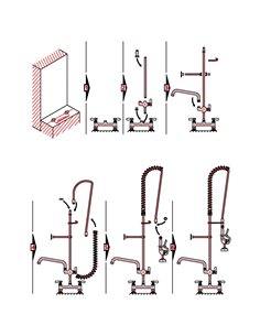 8&quot Center Deck Mounted Pre-Rinse Unit with 18&quot Riser &amp 44&quot Hose &amp 12&quot Add-On Spout Chrome | Stalwart DA-DA 2
