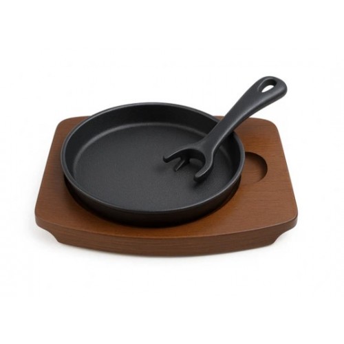 15cm Cast Iron Balti with Wooden Base...