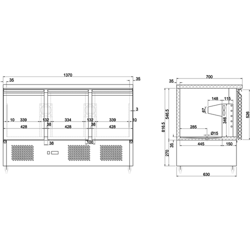 Refrigerated Counter 3 doors | Stalwart DA-THS903S/STOP