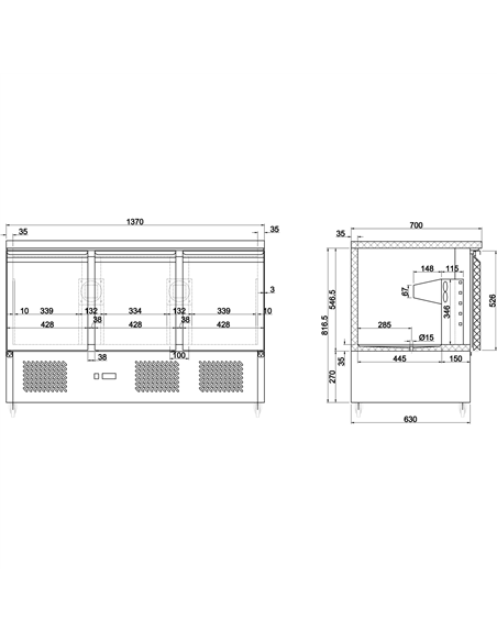 Refrigerated Counter 3 doors | Stalwart DA-THS903S/STOP