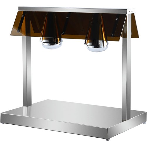 Buffet Food Warmer with Gantry Stainless steel warming plate 2 infrared lamps Sneeze guards 2xGN1/1 | Stalwart DA-HTC2FA