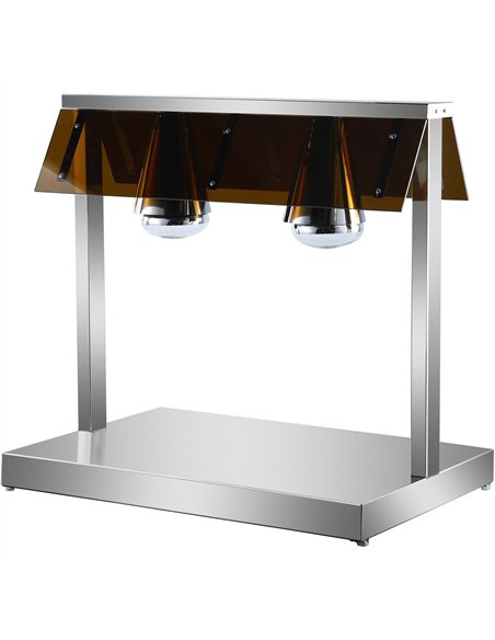 Buffet Food Warmer with Gantry Stainless steel warming plate 2 infrared lamps Sneeze guards 2xGN1/1 | Stalwart DA-HTC2FA