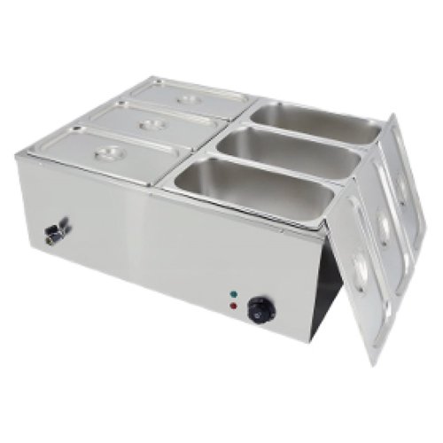 Commercial Stainless Steel Bain Marie with 6 × 1/3 GN Pans and Lids 710×568×280mm | Stalwart DA-M1323