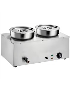 Commercial 14L Stainless Steel 2 Pot Bain Marie Soup &amp Sauce Warmer 580×320×375mm | Stalwart DA-M827