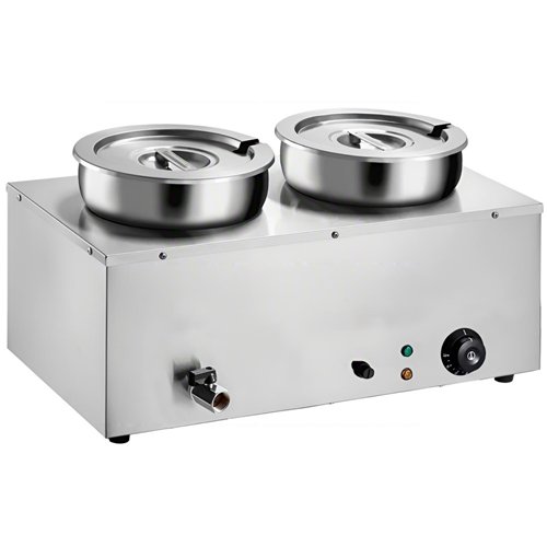 Commercial 14L Stainless Steel 2 Pot Bain Marie Soup &amp Sauce Warmer 580×320×375mm | Stalwart DA-M827