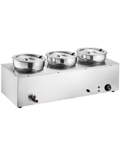 Commercial 21L Stainless Steel 3 Pot Bain Marie Soup &amp Sauce Warmer 865×320×375mm | Stalwart DA-M837