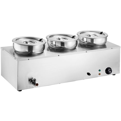 Commercial 21L Stainless Steel 3 Pot Bain Marie Soup &amp Sauce Warmer 865×320×375mm | Stalwart DA-M837