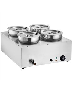 Commercial 28L Stainless Steel 4 Pot Bain Marie Soup &amp Sauce Warmer 580×595×375mm | Stalwart DA-M847