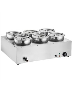 Commercial 42L Stainless Steel 6 Pot Bain Marie Soup &amp Sauce Warmer 865×580×375mm | Stalwart DA-M867
