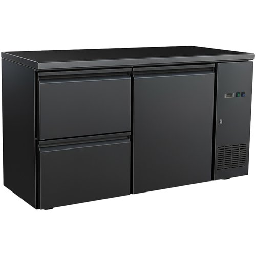 Commercial Undercounter Back Bar Refrigerator 350L 1 Door &amp 2 Drawers 1462×515×860mm Black | Stalwart DA-JTA404