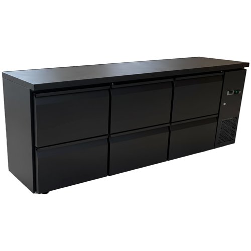 Commercial Undercounter Back Bar Refrigerator 537L 6 Drawers 2002×515×860mm Black | Stalwart DA-JTA412
