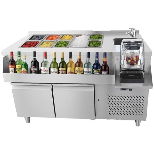 Commercial Stainless Steel Cocktail Bar Station 214L 2 Doors 1360×718×955mm | Stalwart DA-JTA502