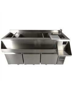 Commercial Stainless Steel Cocktail Bar Station 317L 3 Doors 1795×718×955mm | Stalwart DA-JTA504