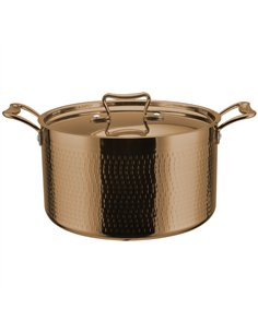 Hammered Triple-Layer Stainless Steel Casserole ø200×125mm 3.9L Copper Finish | Stalwart DA-C0310007C