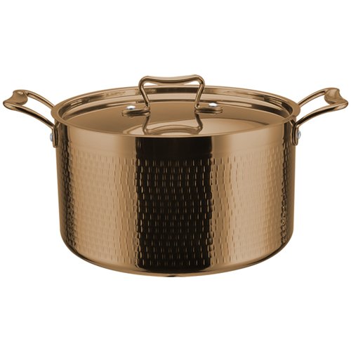 Hammered Triple-Layer Stainless Steel Casserole ø240×145mm 6.5L Copper Finish | Stalwart DA-C0310008C
