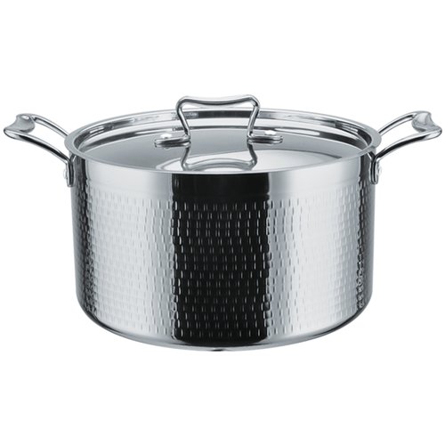Hammered Triple-Layer Stainless Steel Casserole ø220×135mm 5.1L Silver Finish | Stalwart DA-C0310007S