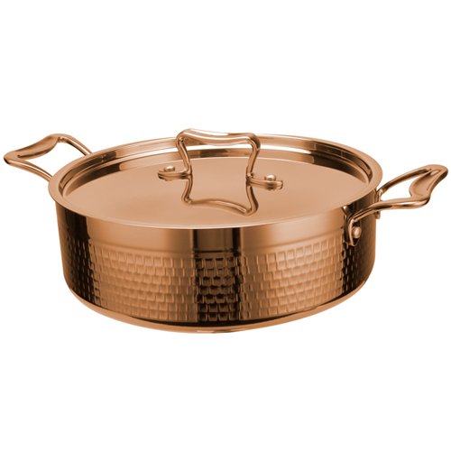 Hammered Triple-Layer Stainless Steel Casserole ø260×85mm 4.5L Copper Finish | Stalwart DA-C0311008C