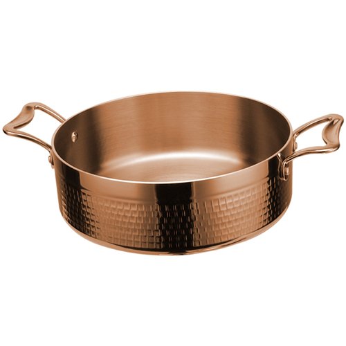 Hammered Triple-Layer Stainless Steel Casserole ø300×110mm 7.8L Copper Finish | Stalwart DA-C0311009C