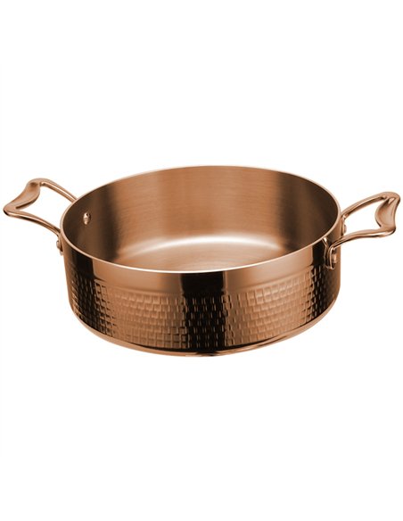 Hammered Triple-Layer Stainless Steel Saucepan ø200×125mm 3.9L Copper Finish | Stalwart DA-C0311010C