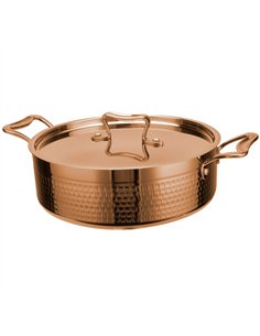 Hammered Triple-Layer Stainless Steel Saucepan ø240×145mm 6.5L Copper Finish | Stalwart DA-C0311011C