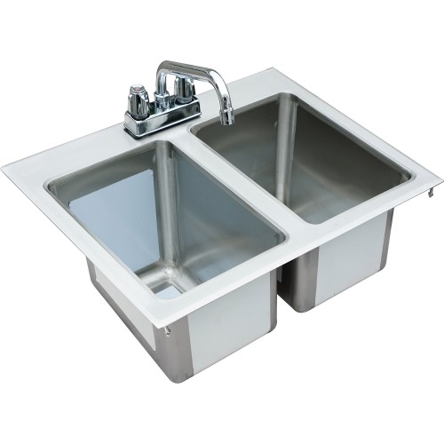 Drop-in Sink 2 bowls Stainless steel...